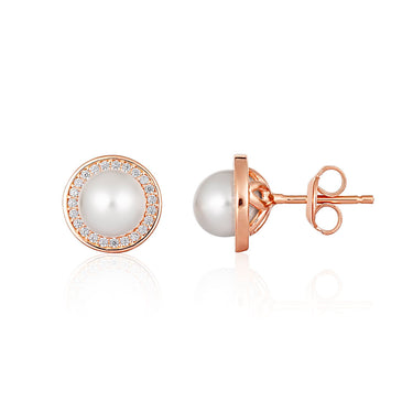 Georgini Heirloom Rose Gold Plated Sterling Silver Pearl Always Stud Earrings