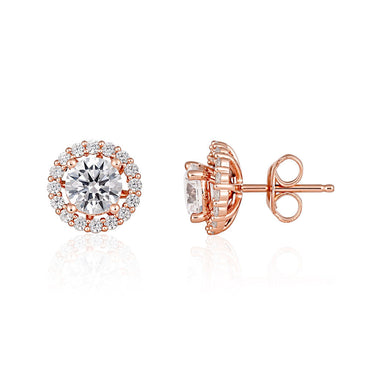 Georgini Heirloom Rose Gold Plated Sterling Silver Zirconia Esteem Stud Earrings