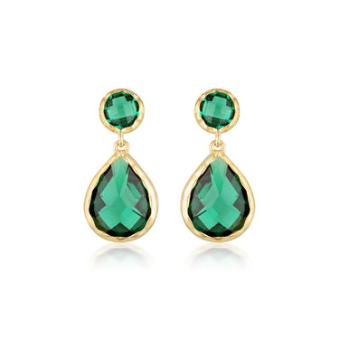 Georgini Luxe Gold Plated Sterling Silver Green Zirconia Nobile Earrings