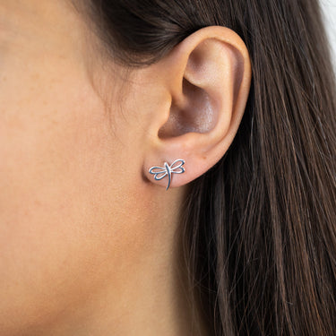 Sterling Silver Dragonfly Stud Earrings