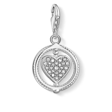 Sterling Silver Thomas Sabo Charm Club Zirconia Rotating Heart Charm