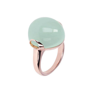 Bronzallure Rose Gold Plated Alba Aqua Chalcedony Ring - No Resize