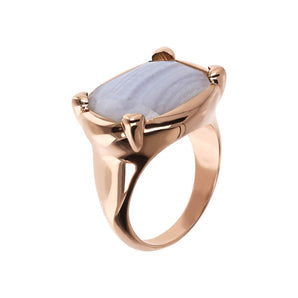 Bronzallure Rose Gold Plated Incanto Blue Lace Agate Ring - No Resize