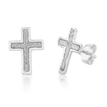 Sterling Silver 12mm Stardust Cross Studs