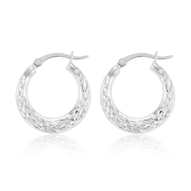 Sterling Silver 12.5mm Fancy Patterned Hoops