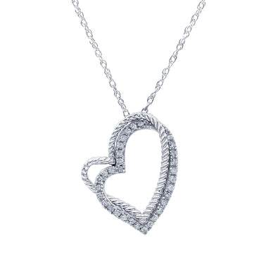 Luminesce Lab Grown Diamond 1/3 Carat Silver Double Heart Pendant on 45cm Chain
