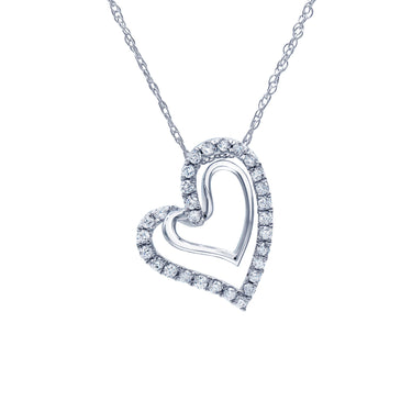 Luminesce Lab Grown Diamond 1/2 Carat Silver Double Heart Pendant on 45cm Chain