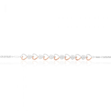 Rose Gold Plated Sterling Silver Diamond 17-20cm Adjustable length Heart bracelet