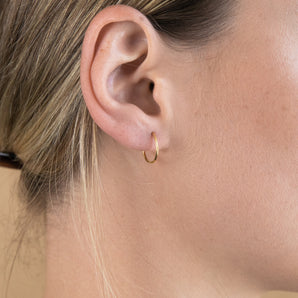 Gold Plated Sterling Silver 13mm Plain Sleeper Earrings