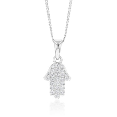 Sterling Silver Cubic Zirconia Hamsa Pendant