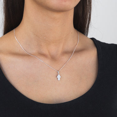 Sterling Silver Cubic Zirconia Hamsa Pendant
