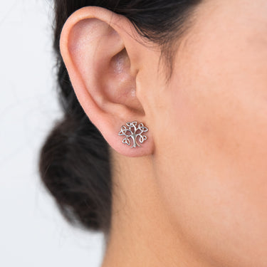Sterling Silver Tree Of Life Stud Earrings