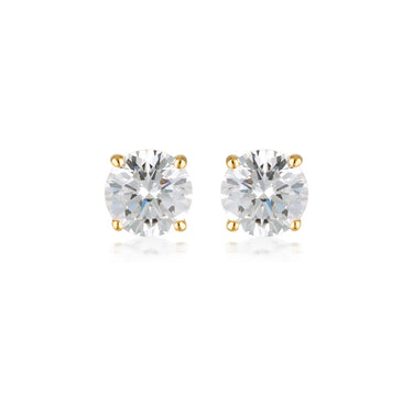 Georgini Gold Plated Sterling Silver 5mm Clear Round Stud Earrings