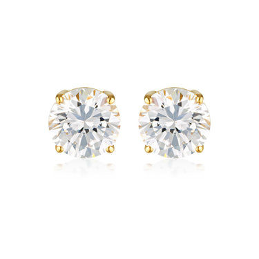 Georgini Gold Plated Sterling Silver Clear Round 7mm Stud Earrings