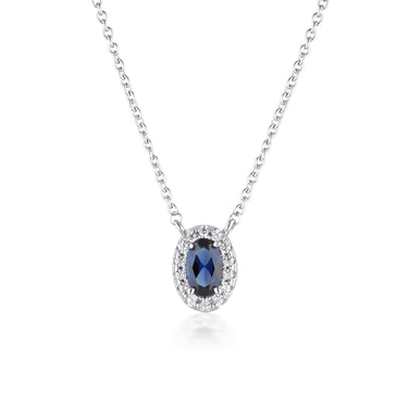 Georgini Aurora Sterling Silver Glow Sapphire Pendant On Chain