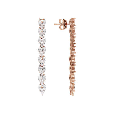 Bronzallure Altissima Rose Gold Plated White Cubic Zirconia Tennis Drop Earrings
