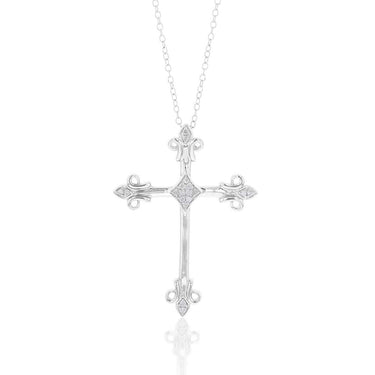 Sterling Silver Diamond Cross Pendant on 51cm Adjustable Chain