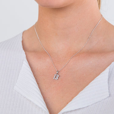 Sterling Silver Cubic Zirconia 9mm Number "13" Pendant