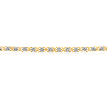 Gold Plated Sterling Silver 1/4 Carat Fancy Diamond 18cm Hugs and Kisses Bracelet