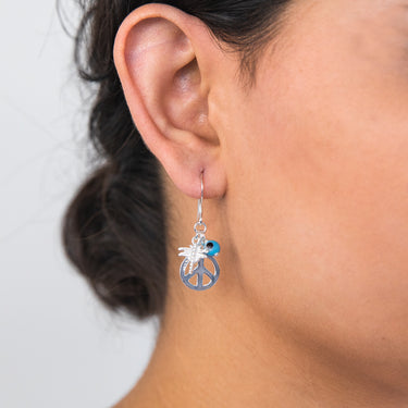 Sterling Silver Peace/Dragonfly/ Evil Eye Drop Earrings