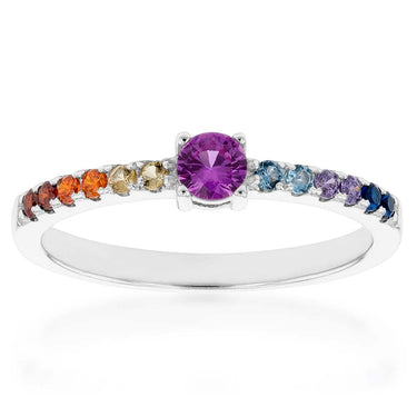 Sterling Silver Multicolour Cubic Zirconia Ring