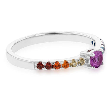 Sterling Silver Multicolour Cubic Zirconia Ring