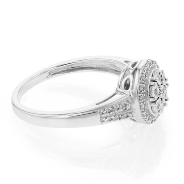 Silver 0.10 Carat Diamond Cluster Ring