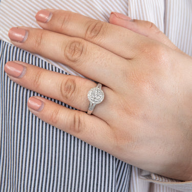 Silver 0.10 Carat Diamond Cluster Ring