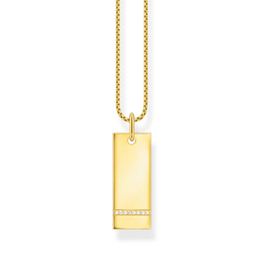 Thomas Sabo Engrav Gold Plated Sterling Silver Wide Tag CZ on 40-45cm Chain