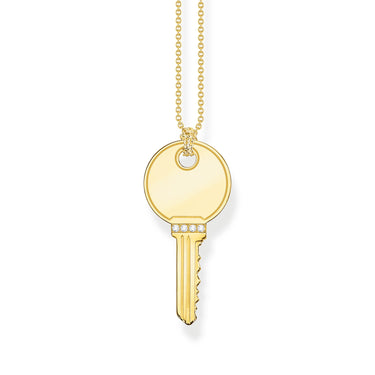 Thomas Sabo Engrav Gold Plated Sterling Silver Round Key CZ on 45-50cm Chain