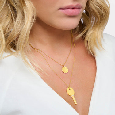 Thomas Sabo Engrav Gold Plated Sterling Silver Round Key CZ on 45-50cm Chain