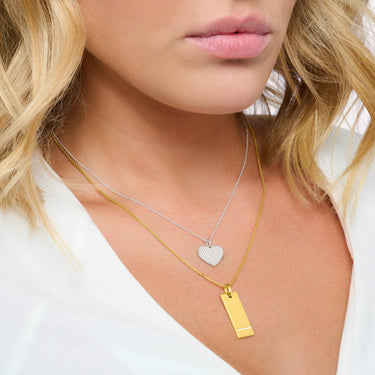 Thomas Sabo Engrav Sterling Silver CZ Heart Disc 40-45cm Chain