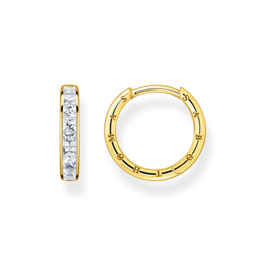 Thomas Sabo Heritage Gold Plated Sterling Silver Baguette CZ Hoop Earring