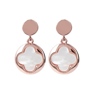 Bronzallure Alba Rose Gold Plated Sterling Silver White Mother Of Pearl Drop Earrings