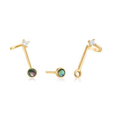 Ania Haie Gold Plated Sterling Silver Tidal Ablone Double Stud Earrings