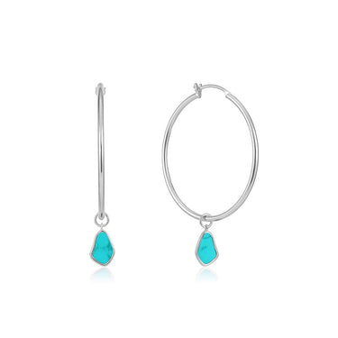 Ania Haie Sterling Silver Tidal Turquoise Drop Hoop Earring