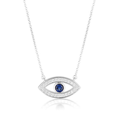 Georgini Rock Star Sterling Silver Blue Evil Eye Pendant On Chain