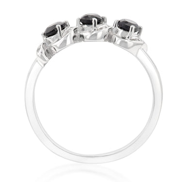 Sterling Silver 0.60ct Natural Sapphire Trilogy Ring