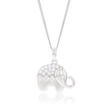 Sterling Silver Cubic Zirconia On Elephant Charm Pendant