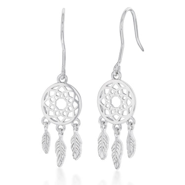 Sterling Silver Dream Catcher Drop Earrings