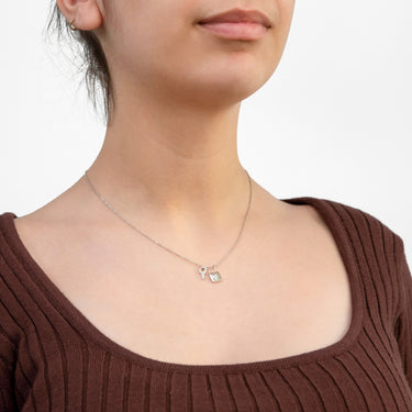 Sterling Silver Cubic Zirconia On Lock And Key Pendant On Chain