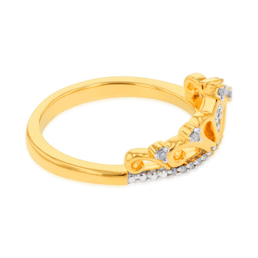 Gold Plated Sterling Silver 0.10 Carat Diamond Crown Ring