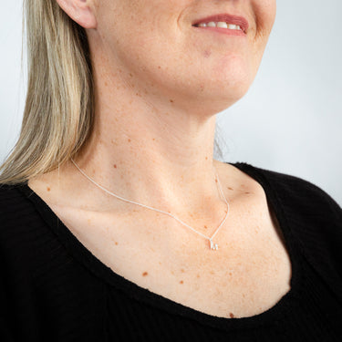 Sterling Silver Initial Letter "M" Pendant On 45cm Chain