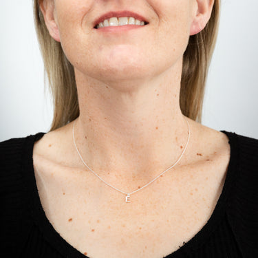 Sterling Silver Initial Letter "E" Pendant On 45cm Chain