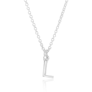 Sterling Silver Initial Letter "L" Pendant On 45cm Chain