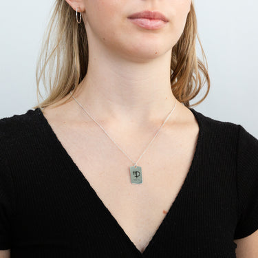 Sterling Silver Dog Tag With Virgo Zodiac/Star Sign Pendant