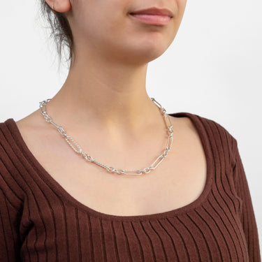 Sterling Silver Figaro Belcher With T Bar 50cm Chain