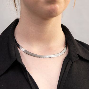 Sterling Silver Rhodium Plated Diamond Cut Strata Hbone 43cm Chain