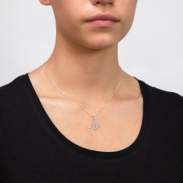 Sterling Silver Rhodium Plated Large Allah Pendant
