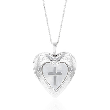 Sterling Silver Mother Of Pearl 20mm Heart Locket